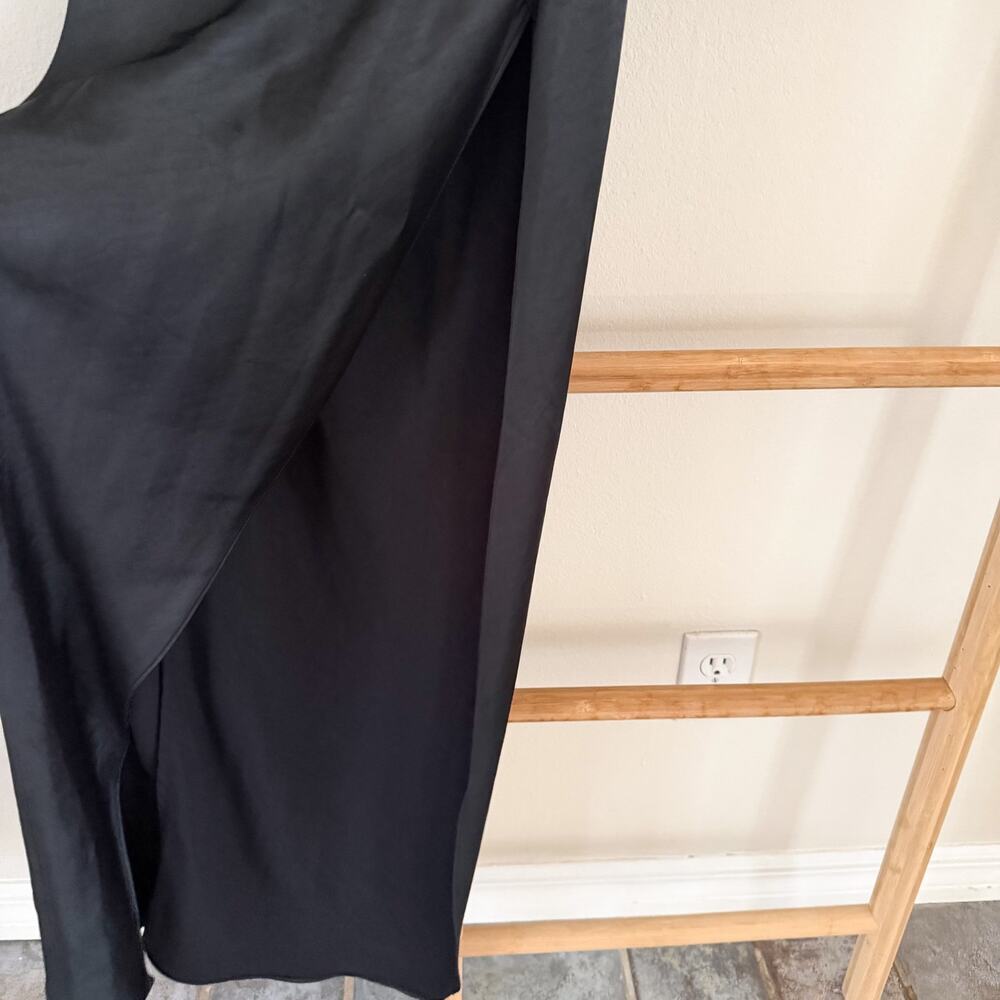 NWOT Oh Polly Black Cowl Neck Backless High Slit Maxi Dress US 2 - Picture 6 of 14